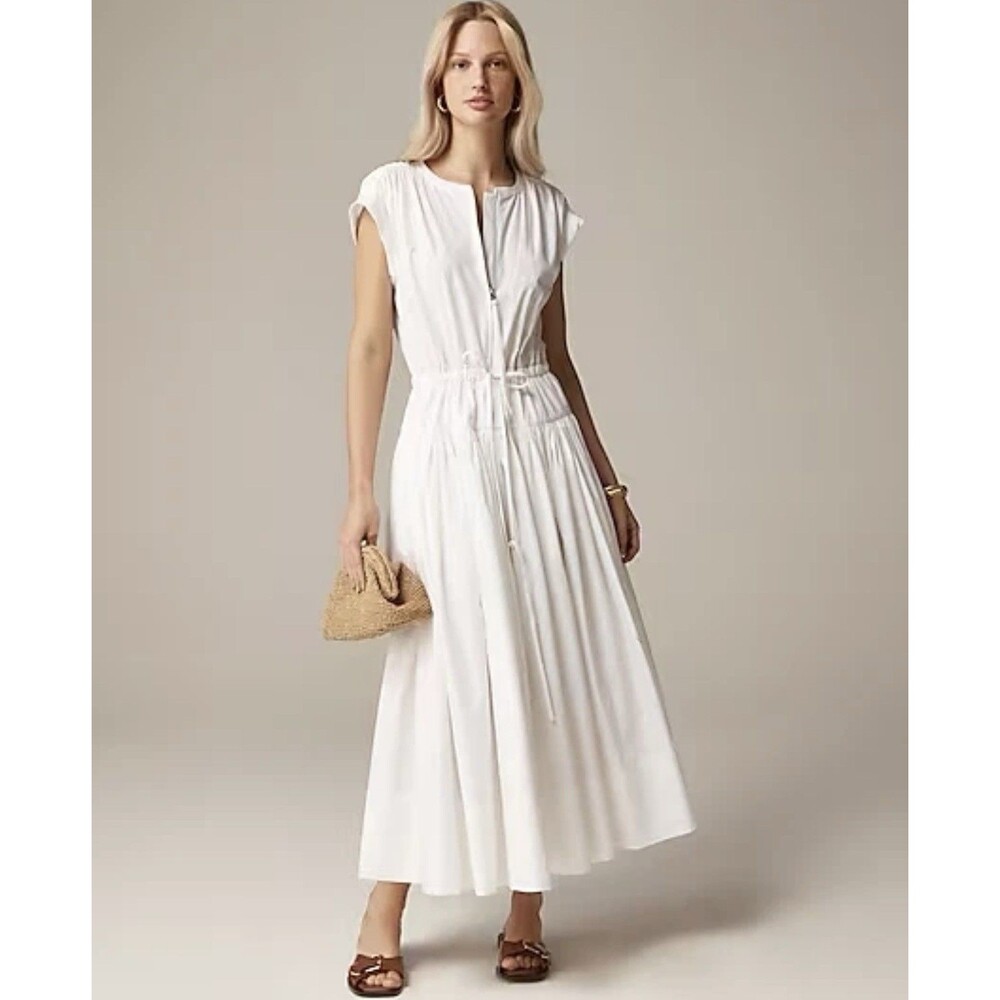 J. Crew White Midi Dress with Drawstring Waist - Picture 11 of 14